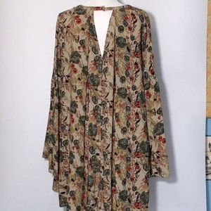 Umgee Floral Poppy Print A-Line Dress